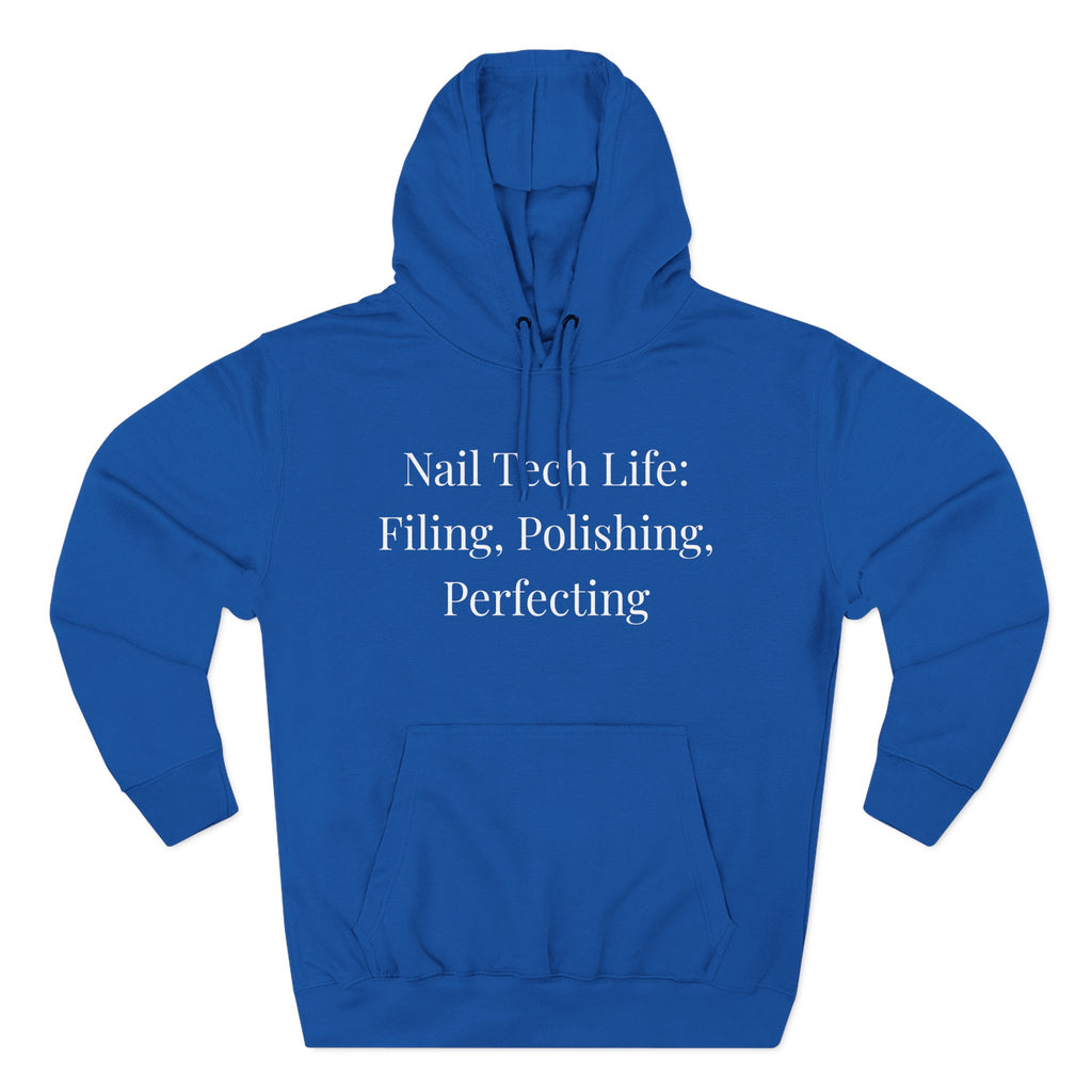 Filing Polishing Perfecting hoodie back view - premium nail tech apparel - Nail Wit
