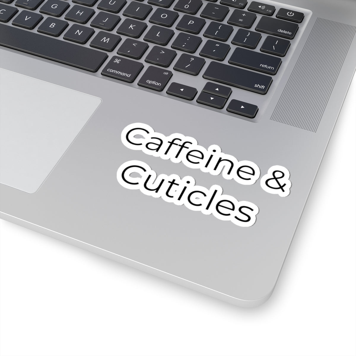Funny Nail Tech Sticker – Caffeine & Cuticles Vinyl Decal for Nail Technicians
