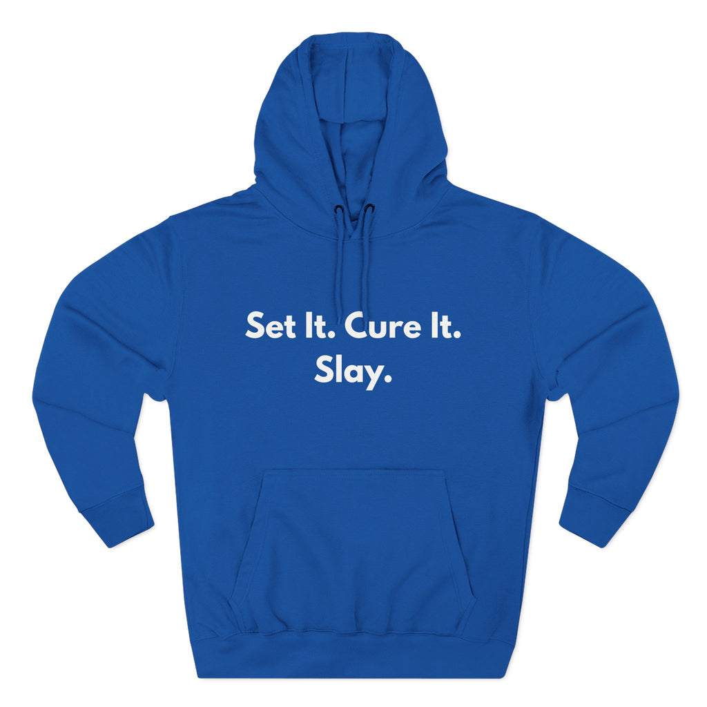 Set It Cure It Slay hoodie back view - premium nail tech apparel - Nail Wit
