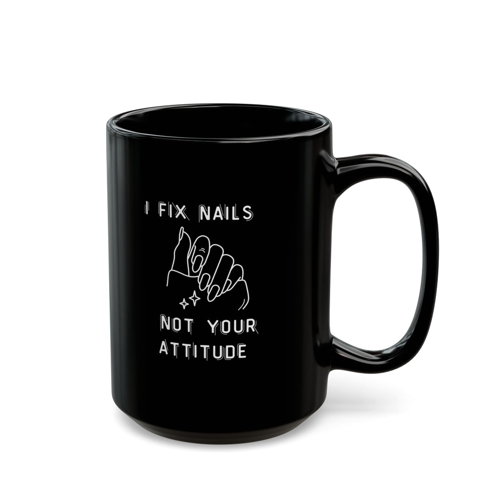 Black mug with Mitchell's Maverick Aviation Academy logo on a white background