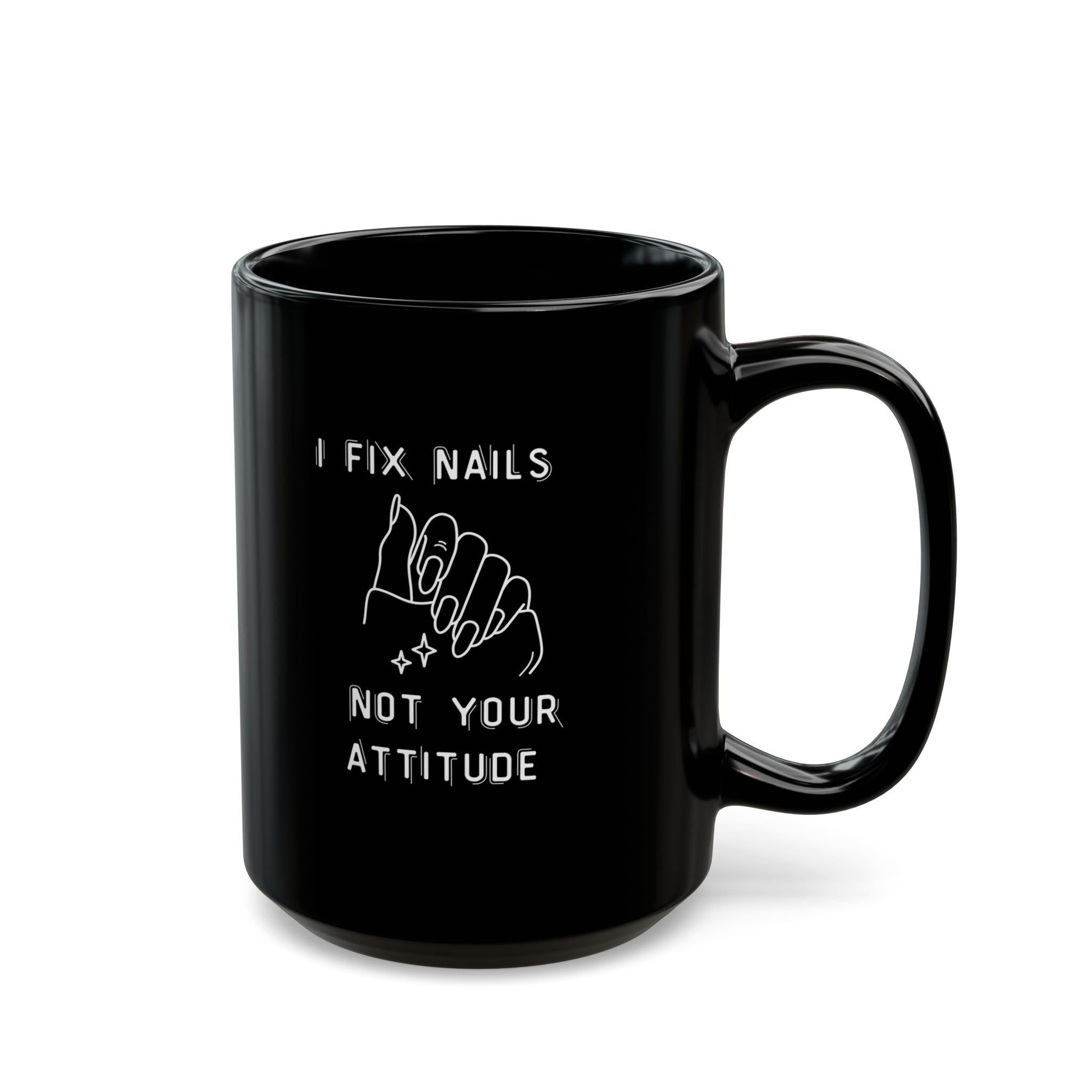 Black mug with Mitchell's Maverick Aviation Academy logo on a white background