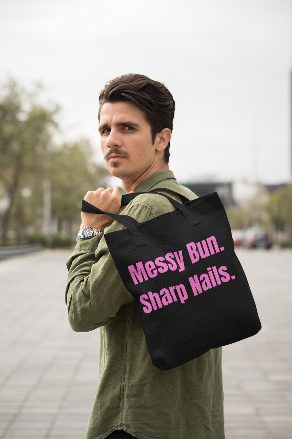 Messy Bun. Sharp Nails. Nail Tech Tote Bag – Funny Nail Technician Gift
