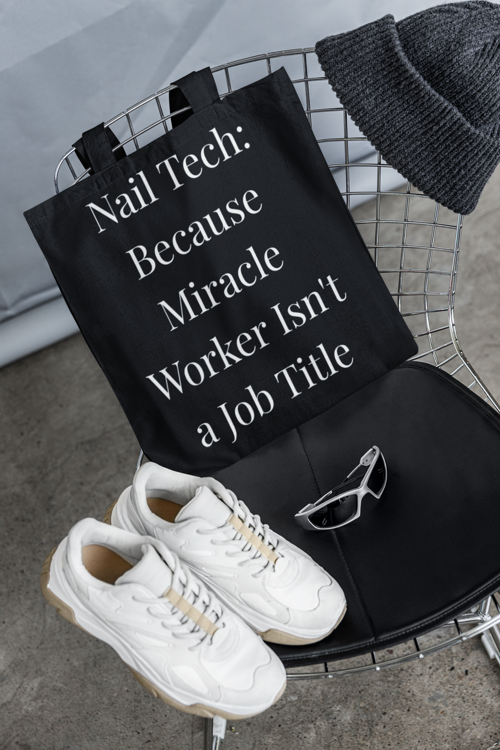 Nail Tech: Because Miracle Worker Isn't a Job Title Nail Tech Tote Bag – Funny Nail Technician Gift”