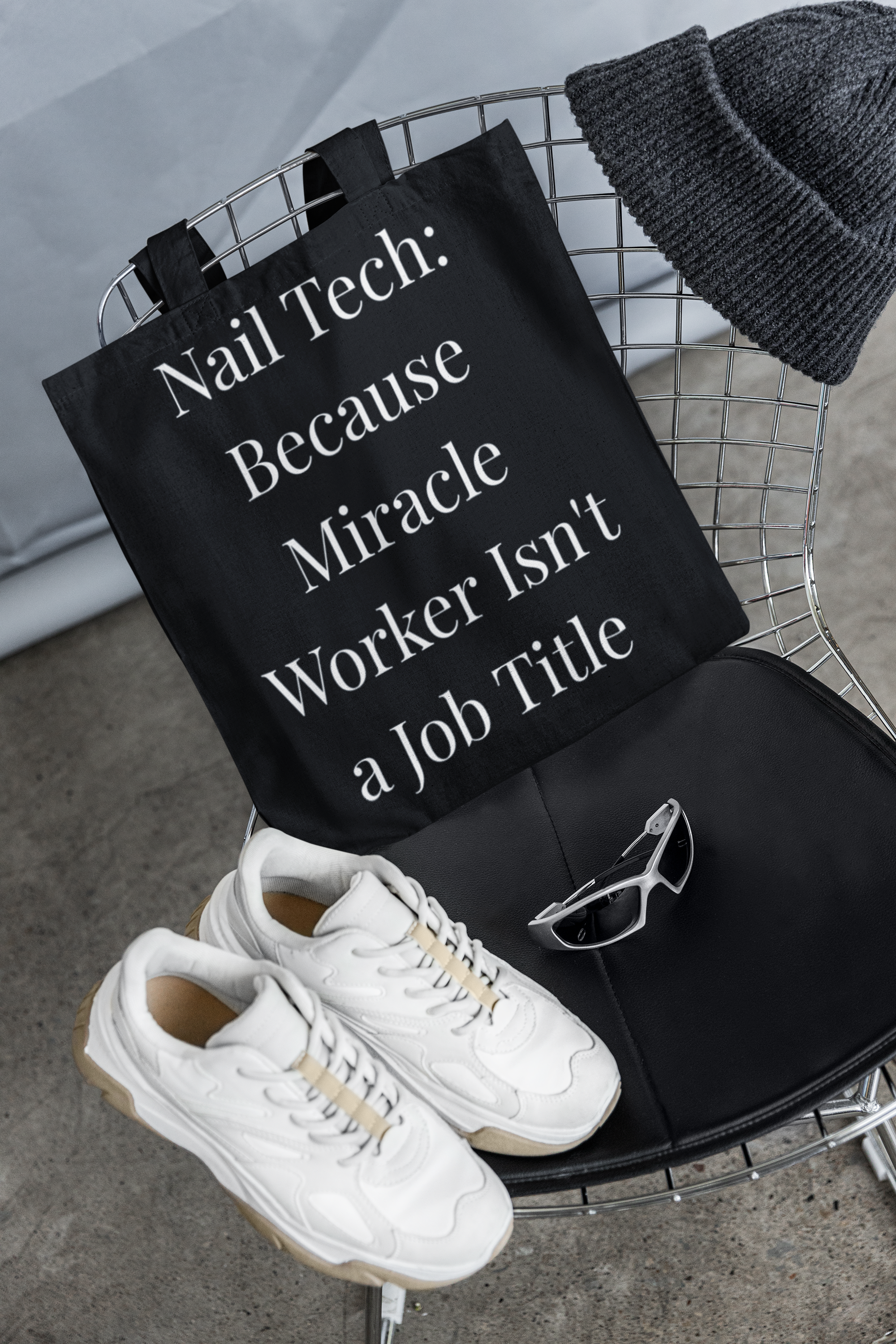 Nail Tech: Because Miracle Worker Isn't a Job Title Nail Tech Tote Bag – Funny Nail Technician Gift”