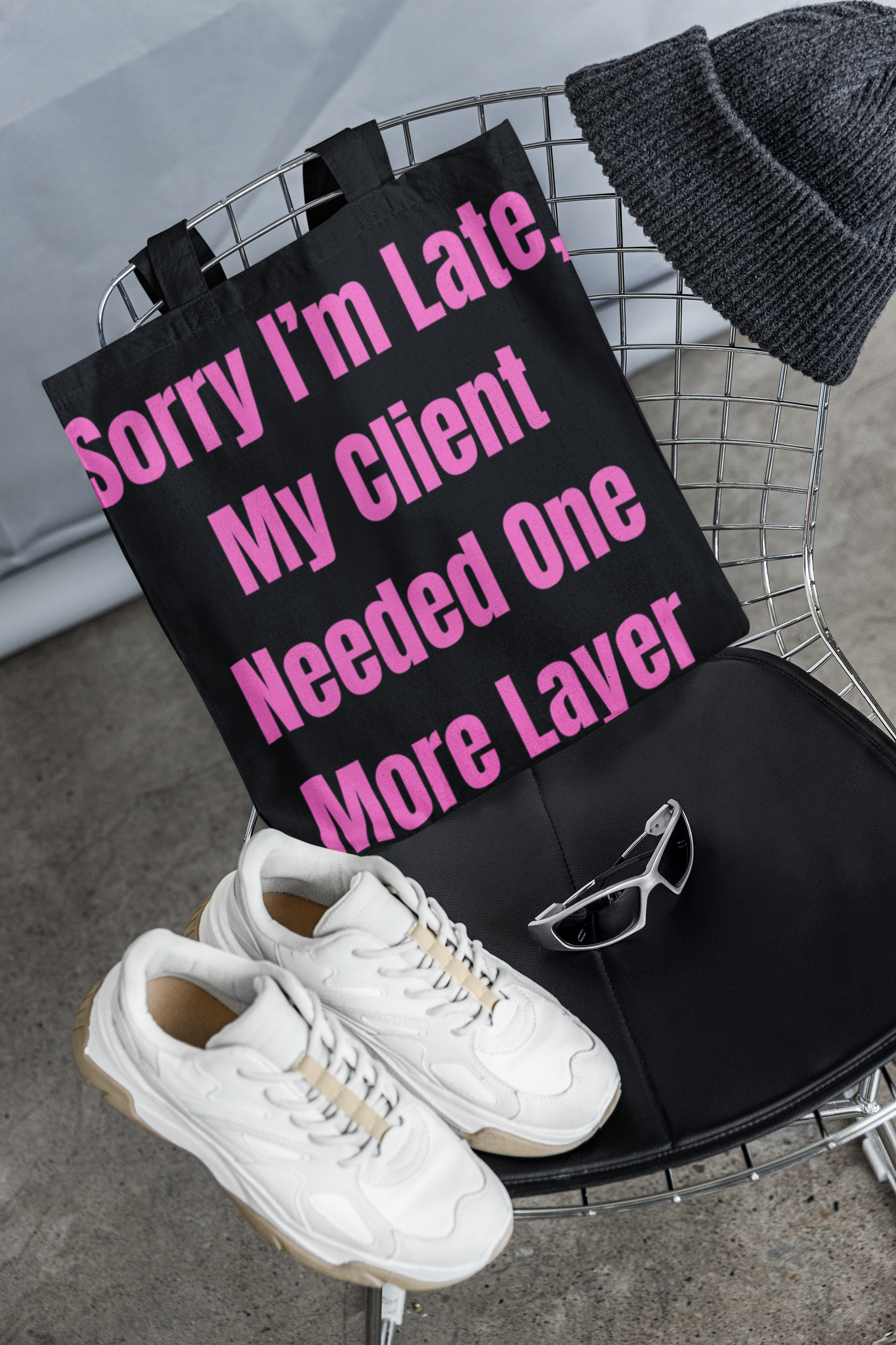 Sorry I’m Late, My Client Needed One More Layer Nail Tech Tote Bag – Funny Nail Technician Gift”